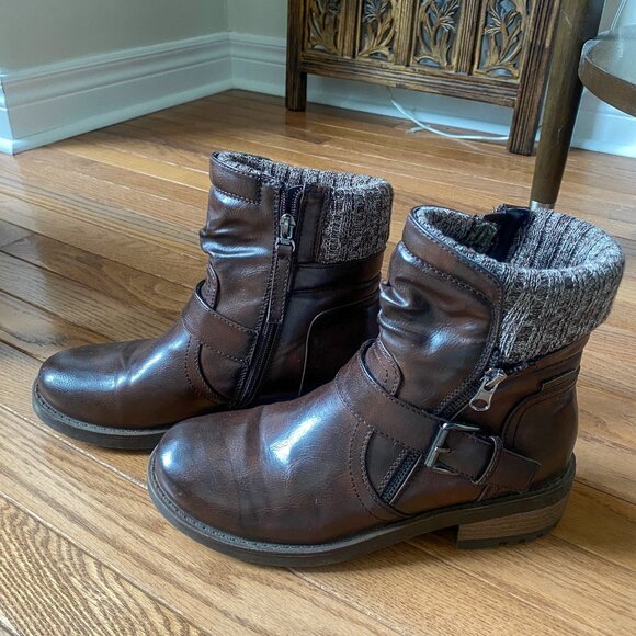 Lauren Taylor - Cuffed Zip up Ankle Boots with Buckle - Picture 2 of 10